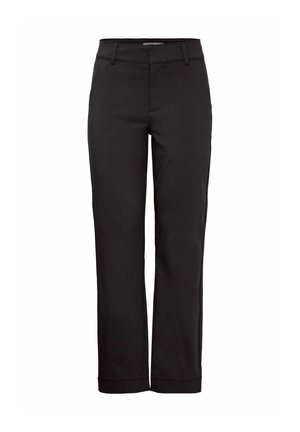 Pantalon noir avec une coupe droite, fabriqué dans un tissu solide. Comprend une taille avec passants de ceinture et des poches avant plates.