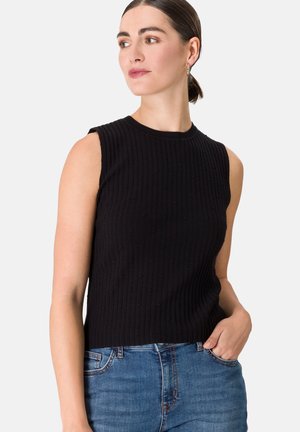 MIT RUNDHALSAUSSCHNITT - Top - black beauty