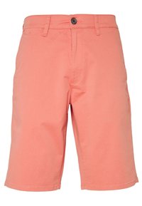 Bermuda coral in cotone, con taglio dritto, chiusura a bottone singolo e due tasche laterali. Tessuto morbido, design casual.