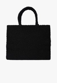 Borsa tote nera con esterno testurizzato e soffice, dotata di due manici corti e forma rettangolare. Nessun componente metallico o decorazioni visibili.