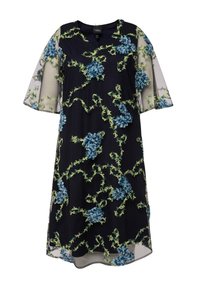 Ulla Popken TEXTURED FLORAL EMBROIDERED LAYERED - Vapaa-ajan mekko - night blue