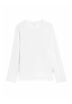 Witte longsleeve T-shirt gemaakt van zachte katoen. Heeft een ronde hals en een rechte onderrand, zonder patronen of extra hardwaredetails.