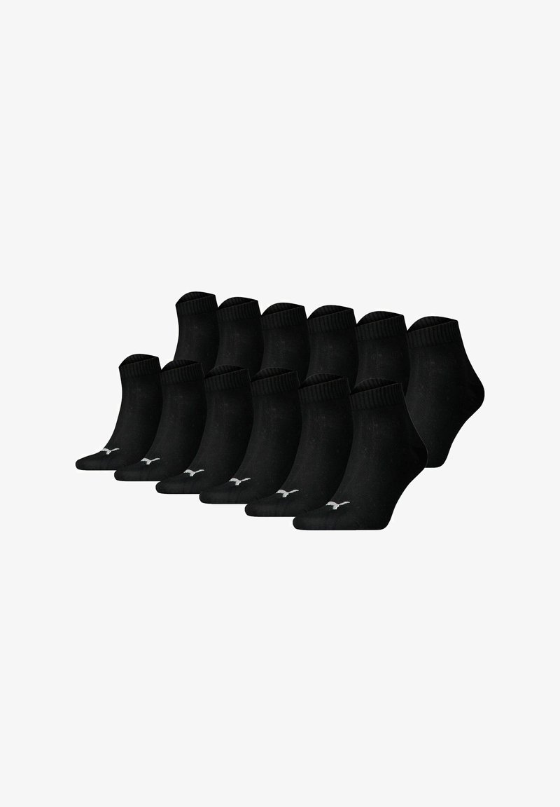 12er-Pack schwarze Socken in Knöchelhöhe aus weichem Stoff. Gerippte Bündchen und graue Logo-Akzente an der Fußspitze. Klassische Form und Design.
