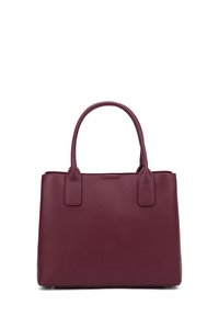 Borsa bordeaux realizzata in materiale sintetico testurizzato, dotata di due manici robusti e di una forma rettangolare ben strutturata.