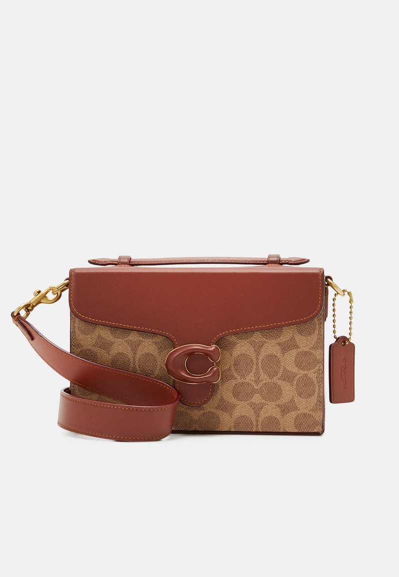 Coach COATED CANVAS SIGNATURE TABBY BOX BAG Across body bag tan