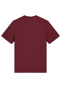 T-shirt à col rond bordeaux à manches courtes. Tissu lisse, coupe classique, sans graphiques ni détails visibles. Vue arrière unie.