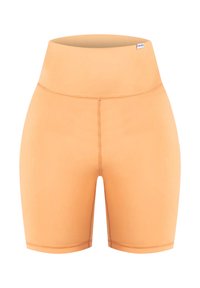 Persikofärgade cykelshorts med hög midja, slät textur och platta sömmar. Har en subtil logotags vid midjan.