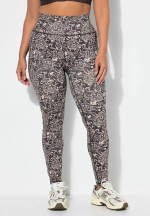 Ulla Popken, FLORAL PRINT PERFORMANCE LEGGINGS - Leggings - mahogany