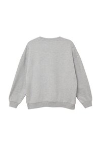 Felpa grigia con vestibilità rilassata, scollatura rotonda e spalle basse. Presenta polsini e orlo a costine, realizzata in morbido tessuto misto cotone.