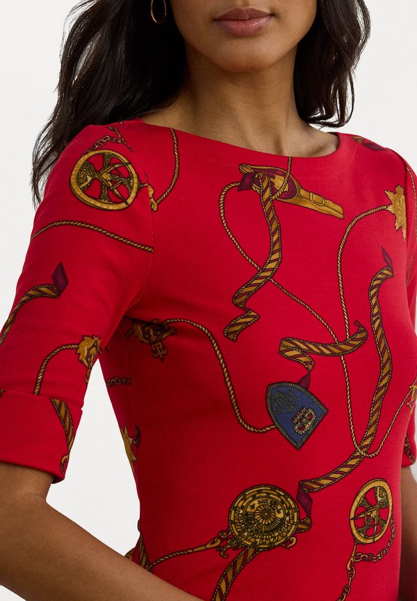 PRINT STRETCH COTTON BOATNECK TEE - Print T-shirt4