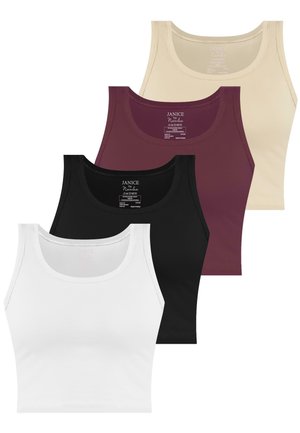 4 PACK CROP  - Top - weiß schwarz burgund beige