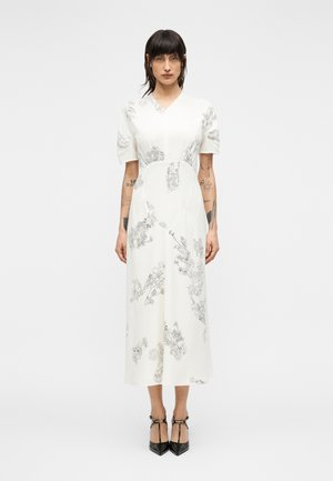 SHORT SLEEVE GATHER DETAIL DRESS - Nappali ruha - off white/black