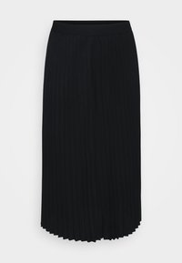 Svart plissert skjørt med bred elastisk midjebånd, gulvlang design og myk tekstur. Har vertikale plisseringer over hele stoffet.
