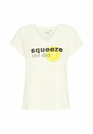ICHI, IHIXJANET - T-shirts print - cloud dancer w lemon