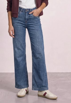 Street One, HIGH WAIST WIDE LEG JEANS IM LOOSE FIT - Wide Leg - medium blue soft washed