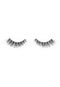Black false eyelashes with a wispy texture and varying lengths, featuring a slight curve for an enhanced natural look.