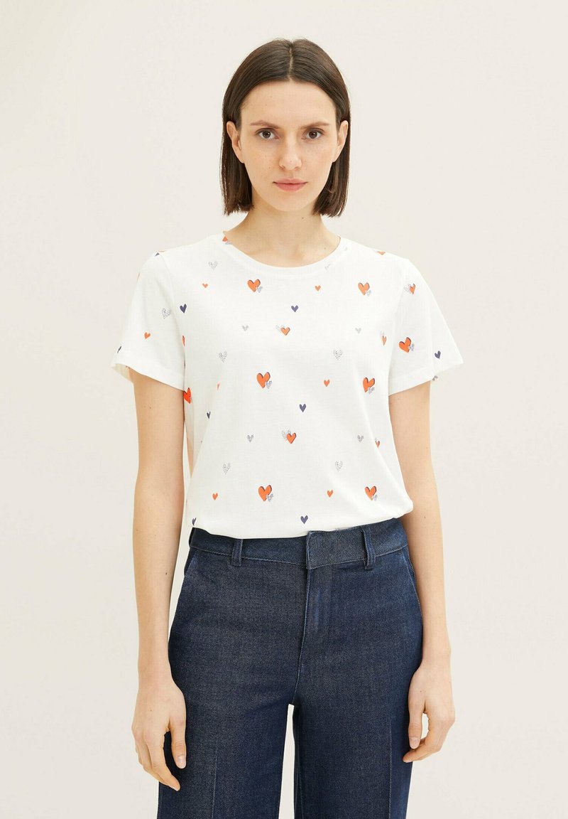TOM TAILOR T-Shirt print - offwhite red heart design