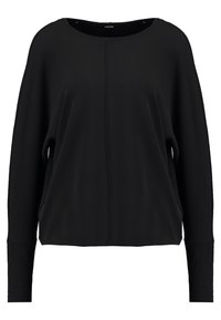 Svart oversized tröja i mjukt tyg. Har rund halsringning, sänkta axlar och sidokilar för enkel rörelse. Enkel design.