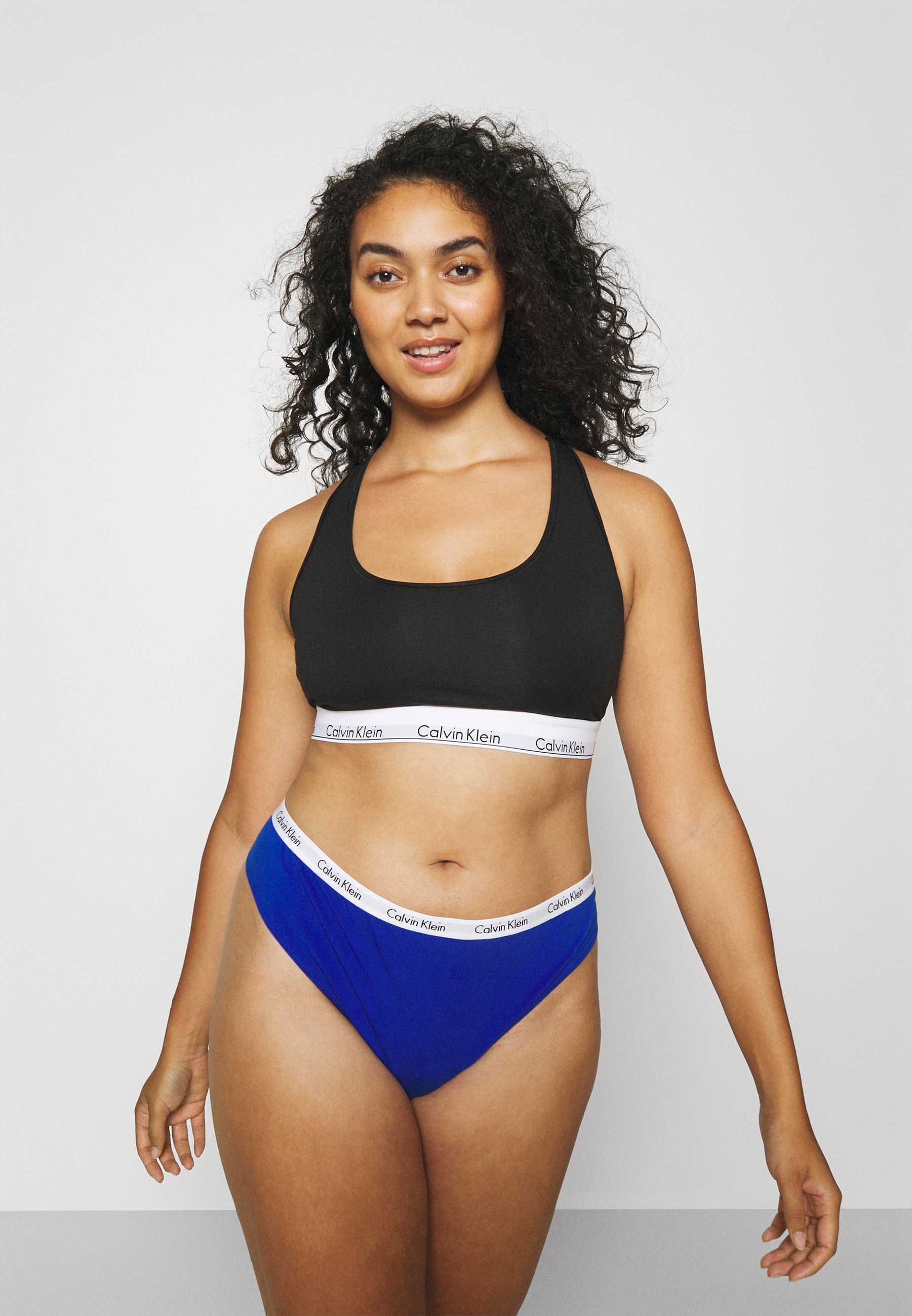 calvin klein black bralette and thong set