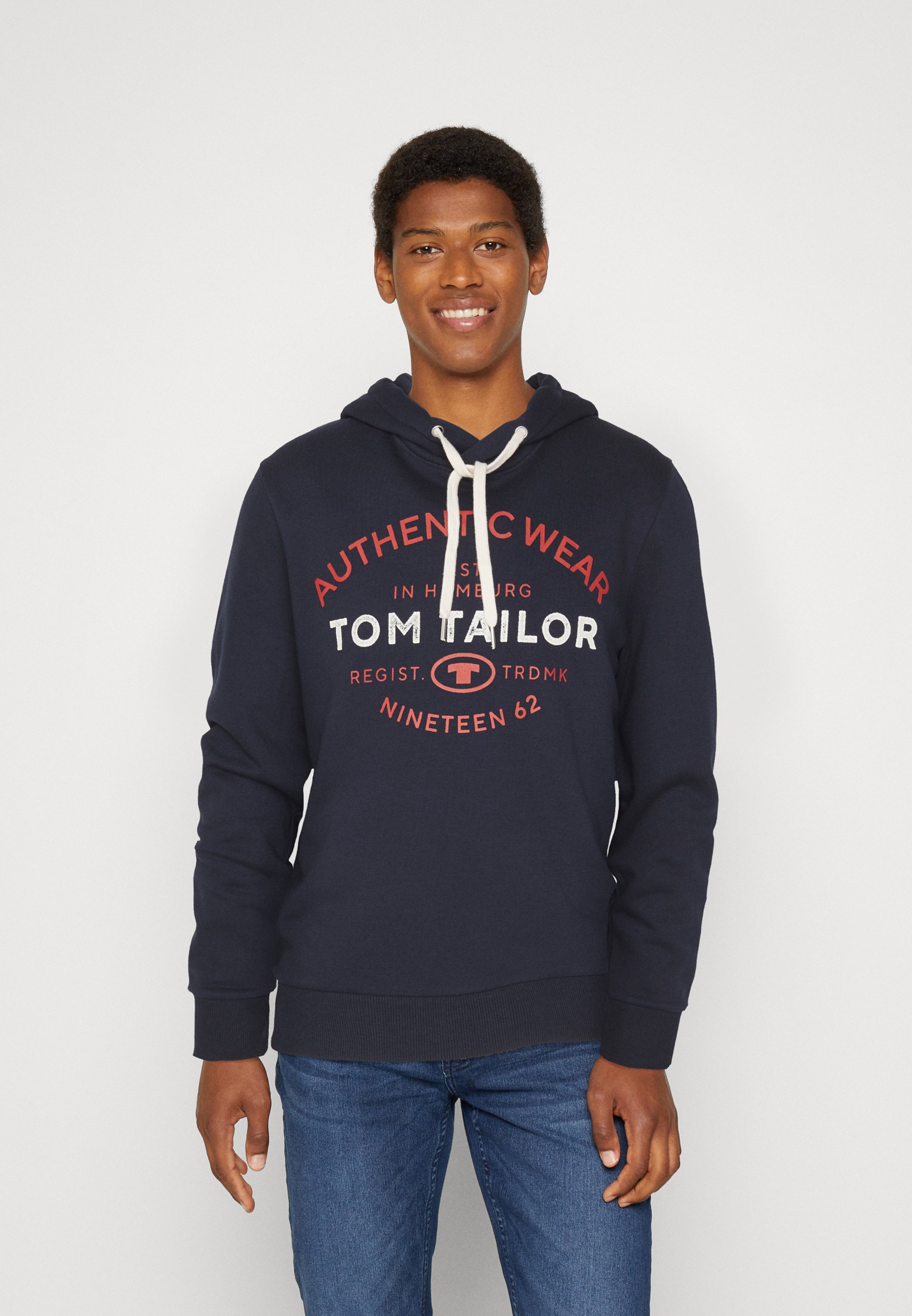 Sweat Enfant Tom Tailor – Capuche, Bleu Chiné, Taille 152, Coton, Logo