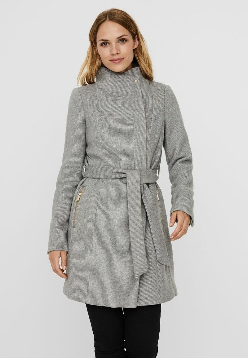 Vero Moda VMTWODOPE BELT JACKET - Cappotto invernale - light grey melange