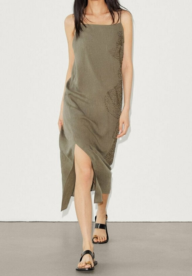 massimo dutti green asymmetric dress Girls Short Sleeves A-line T-Shirt Dress – INCLUD main image 1