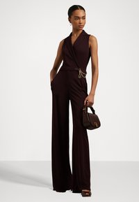 Lauren Ralph Lauren CHAIN TRIM STRETCH JERSEY JUMPSUIT - Haalari - pinot noir