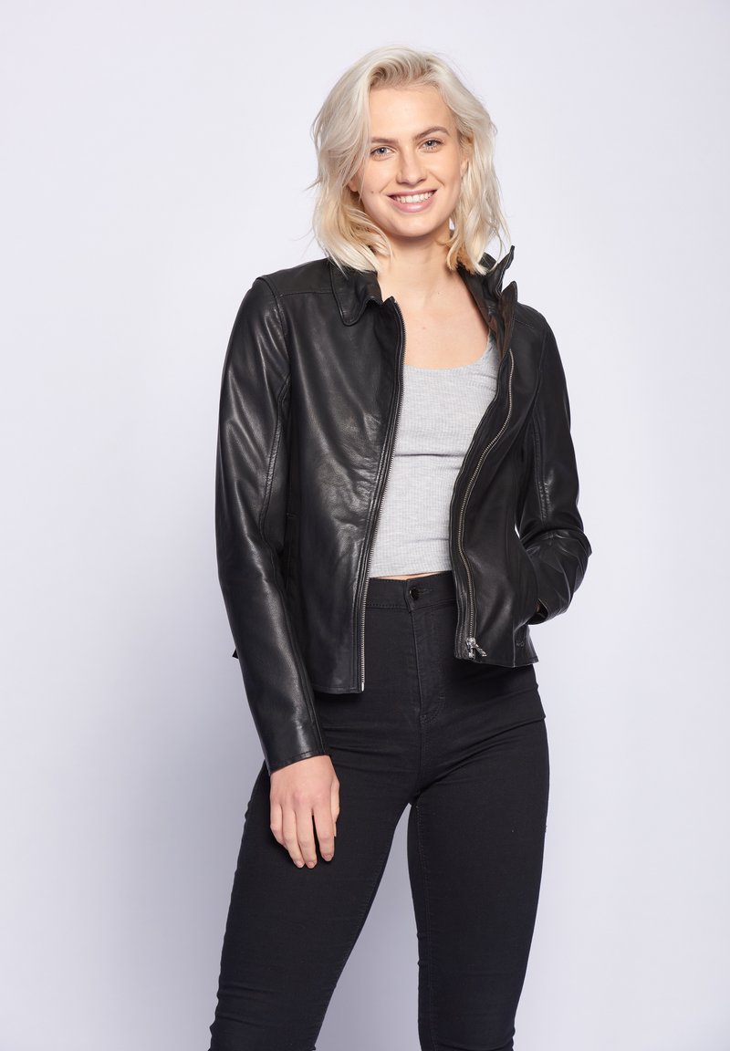 Damen Leichte Jacken | Maze Lederjacke black/schwarz - XF24610 Damen Leichte Jacken | Maze Lederjacke black/schwarz - XF24610