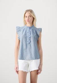 Vero Moda VMINES FRILL - Blouse - blue/white