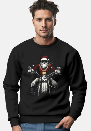 WEIHNACHTEN BAD SANTA BIKER MOTORRAD AUFDRUCK RUNDHALS FASHION STREETWEAR
 - Sweatshirt - schwarz