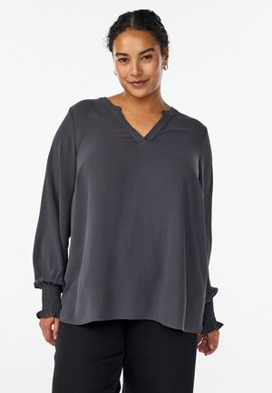 MIT SMOCKBÜNDCHEN UND V-AUSSCHNITT - Bluse - phantom