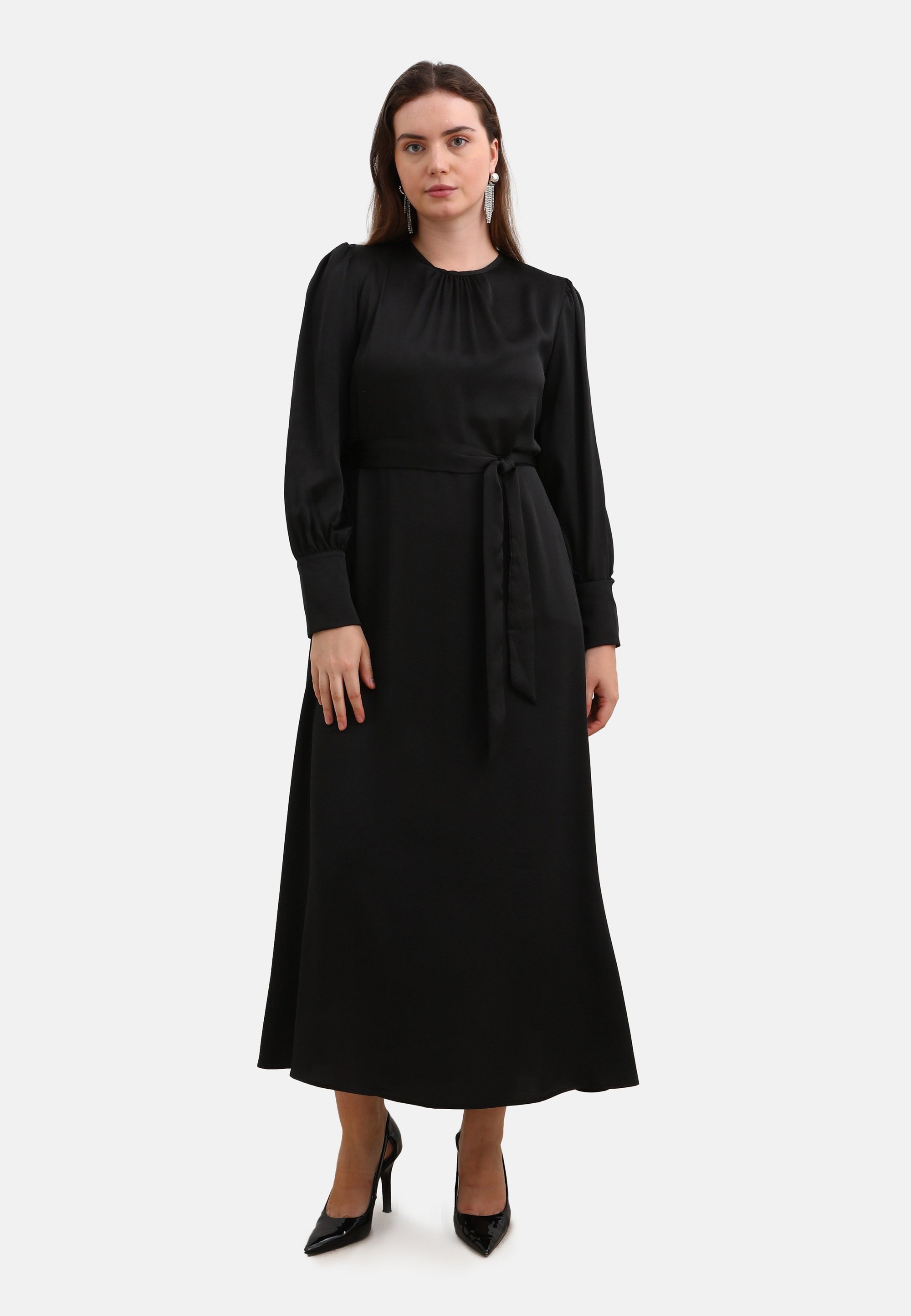 Robe Manches Robe Noire Taille Plus Robe De Soirée Formelle Grande