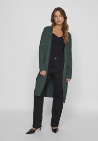 VILA VIRIL LONG CARDIGAN - Adīta jaka - pineneed dark melange