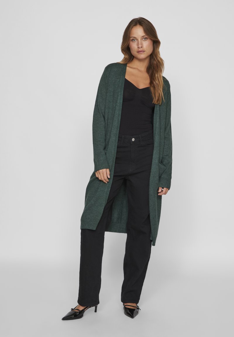 VILA VIRIL LONG CARDIGAN - Adīta jaka - pineneed dark melange
