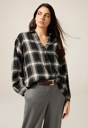 CHECK CON CASTONI - Blus - nero