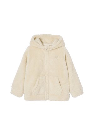 Vertbaudet, VERTBAUDET MÄDCHEN JACKE AUS FELL-IMITAT MIT KAPUZE, HERZSTICKEREI - Winterjacke - wollweiß