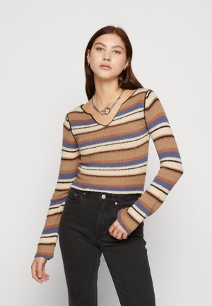 FLUTE SLEEVE NOTCH NECK JUMPER - Trui - multi