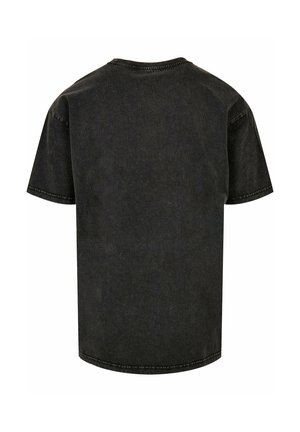 Black short-sleeve t-shirt made of denim material. Features a classic crew neck and a slightly loose fit with visible stitching details.