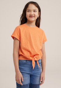 WE Fashion KNOOPDETAIL - Print T-shirt - Apdrukāts T-krekls - orange
