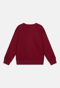 Felpa bordeaux con scollatura rotonda, maniche lunghe, polsini a coste e orlo a coste. Tessuto liscio con cuciture visibili minime.