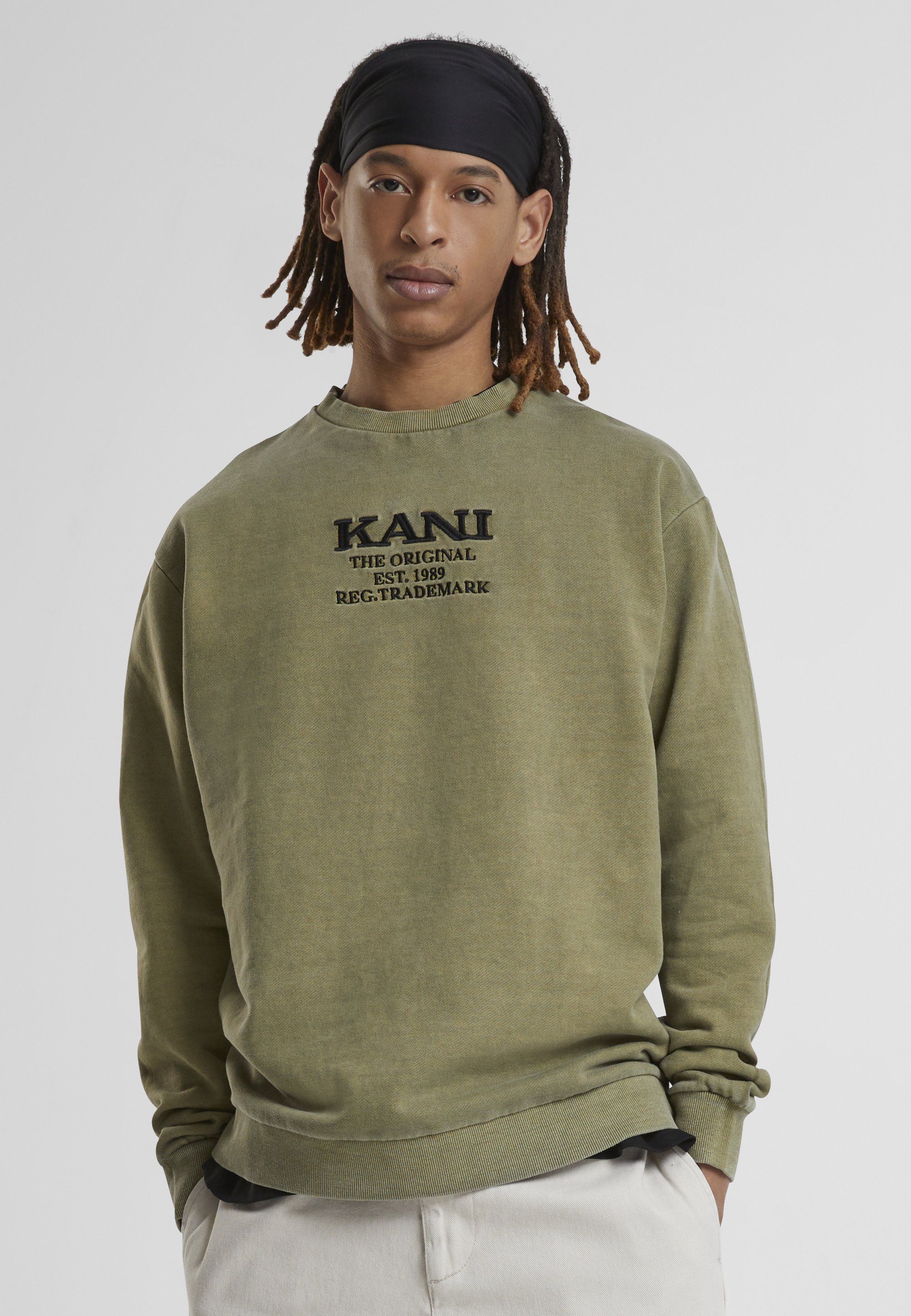 Karl Kani RETRO WASHED CREW UNISEX - Sweatshirt - dark green 