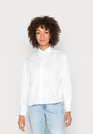 LONG SLEEVE KENT COLLAR CROPPED HIDDEN PLACKET - Camicia - white