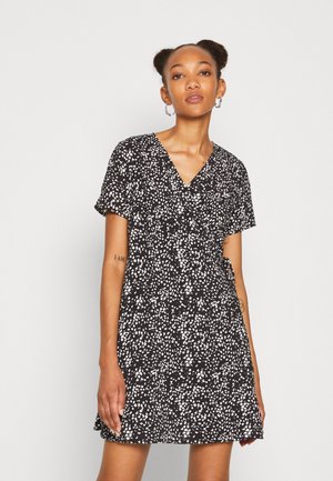 Object OBJCAMILLA SHORT WRAP DRESS - Robe de jour - black/white sand