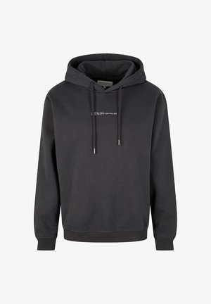 Črna kapuca iz mešanice mehkega bombaža, ki ima kenguru žep, kapuco z vrvico in majhen bel logotip na sredini prsnega dela.