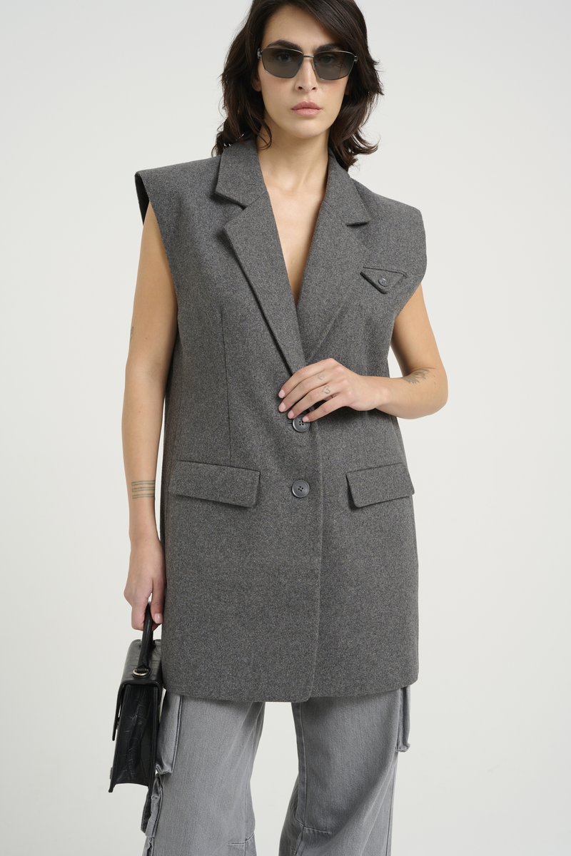 Gestuz VELLY - Weste - dark grey melange