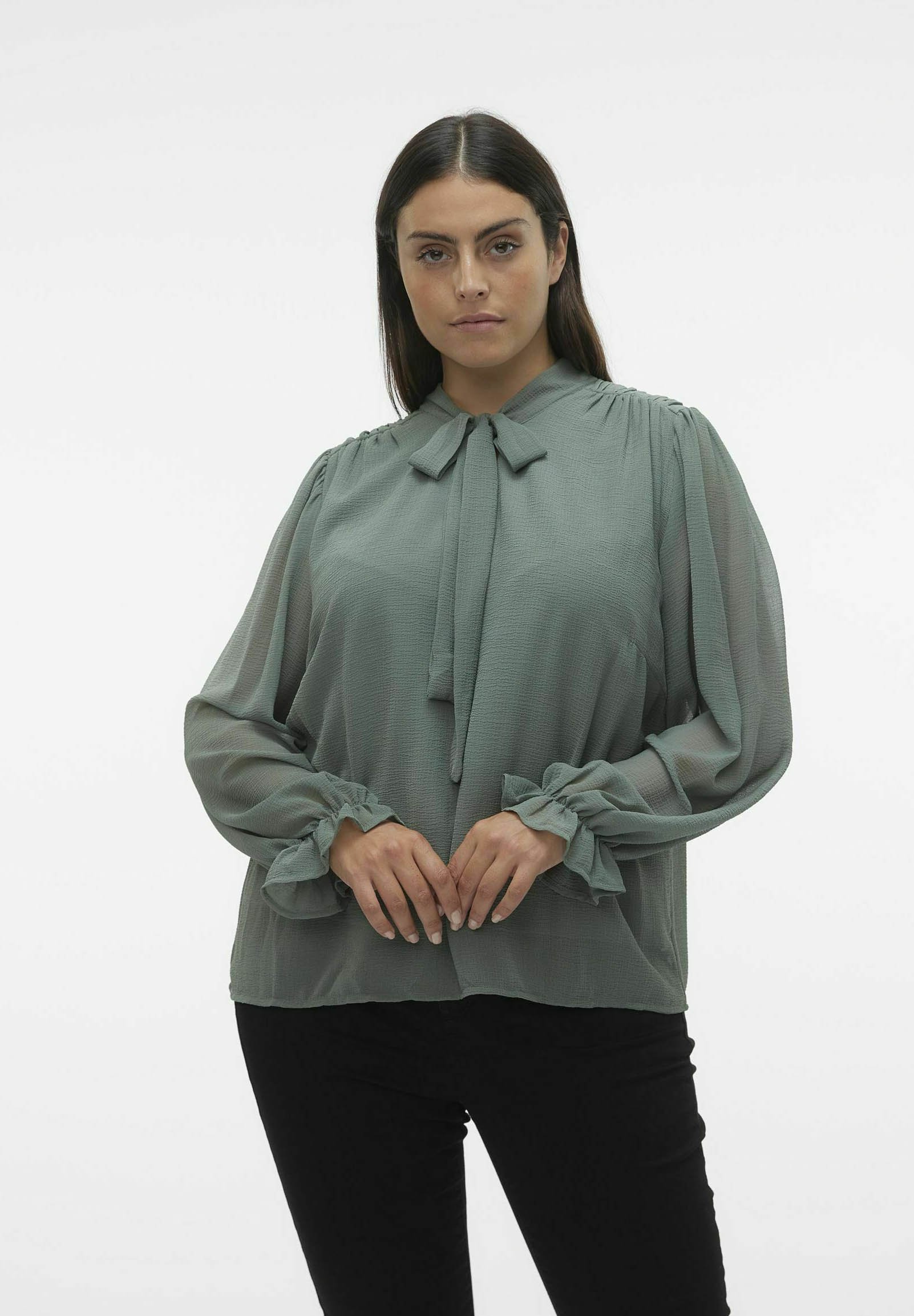 VERO MODA CURVE Bluse Mit Wickel-Optik Für Damen – V-Ausschnitt & Knotendetail