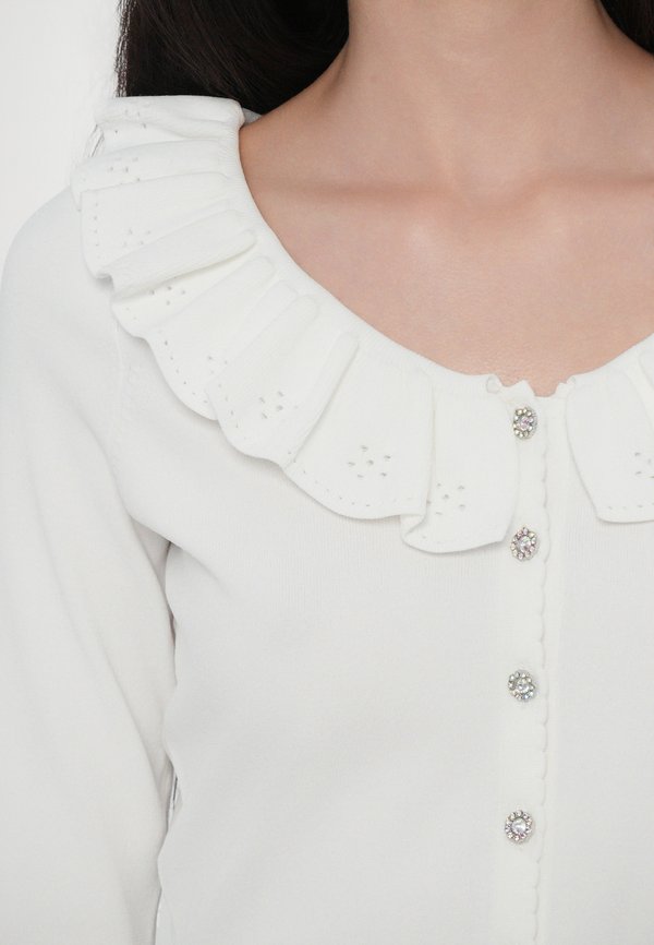 POINTELLE TRIM SHORT CARDIGAN - Cardigan - cream4