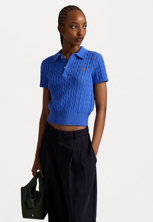 Polo Ralph Lauren CABLE KNIT COTTON CROPPED POLO SHIRT - Polo - maidstone blue