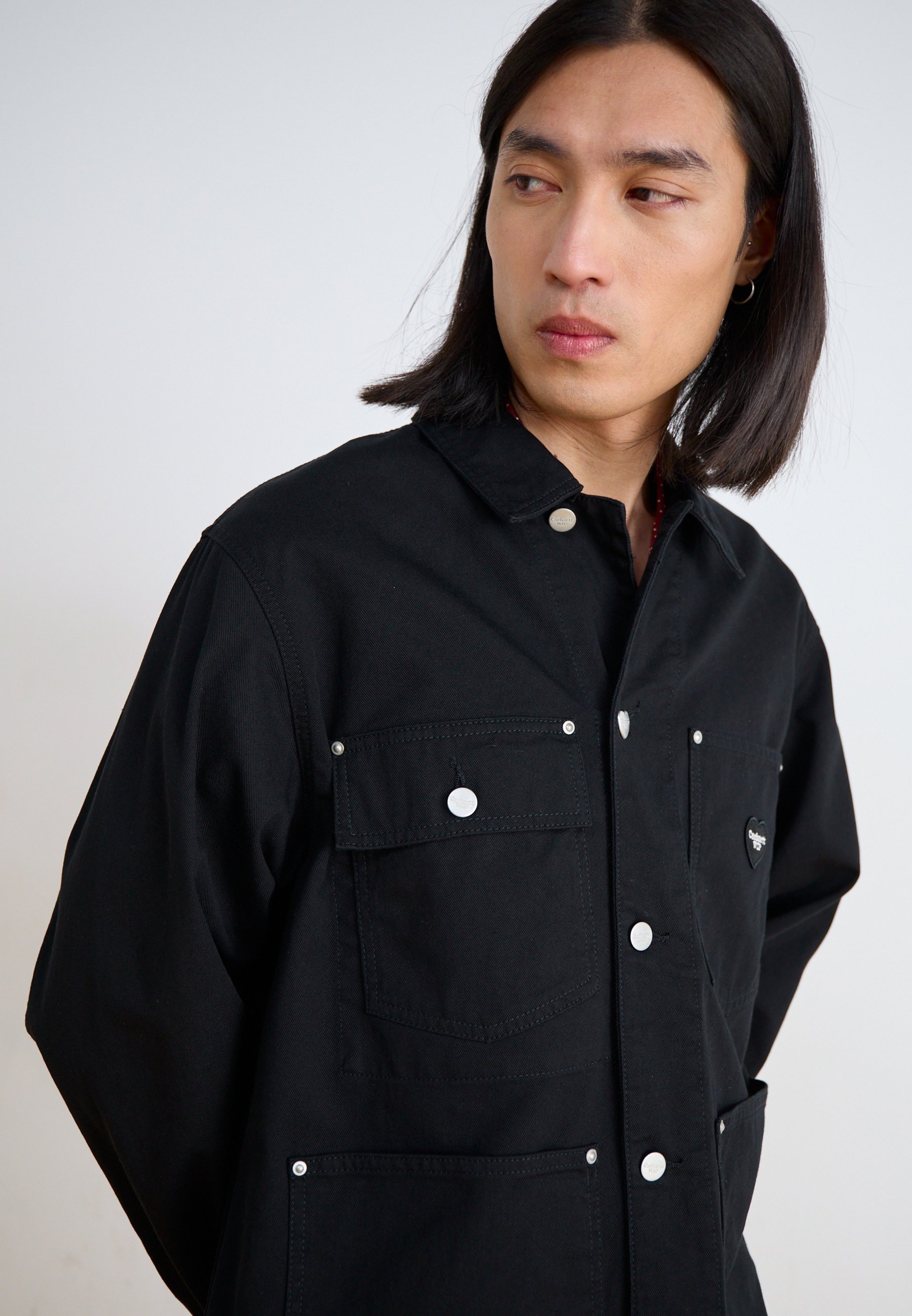 Carhartt WIP DREWE CHORE - Denim jacket - black rinsed/black