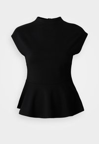 FUNNEL NECK PEPLUM  - T-shirt con stampa - black